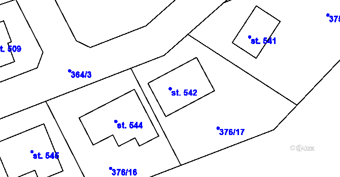 Parcela st. 542 v KÚ Dubicko, Katastrální mapa