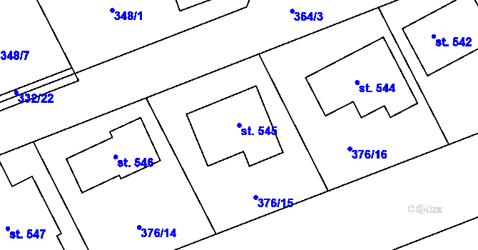 Parcela st. 545 v KÚ Dubicko, Katastrální mapa