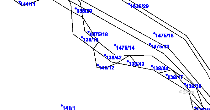 Parcela st. 138/42 v KÚ Dubičné, Katastrální mapa
