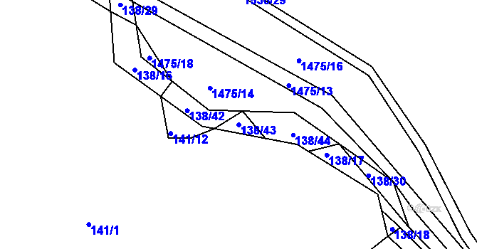 Parcela st. 138/43 v KÚ Dubičné, Katastrální mapa