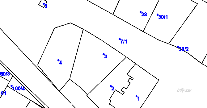 Parcela st. 3 v KÚ Dubičné, Katastrální mapa