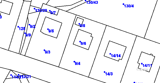 Parcela st. 9/6 v KÚ Dubičné, Katastrální mapa