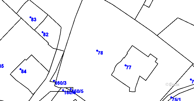 Parcela st. 78 v KÚ Dubičné, Katastrální mapa