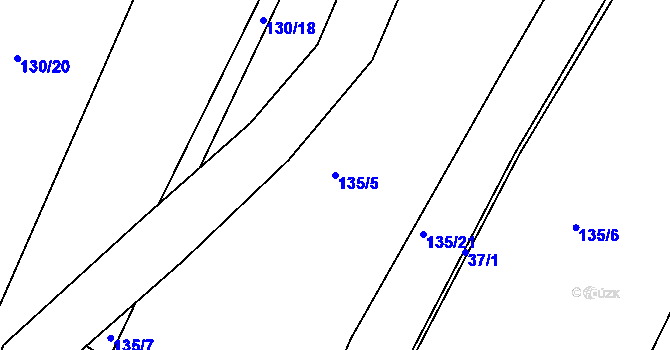 Parcela st. 135/5 v KÚ Dubičné, Katastrální mapa