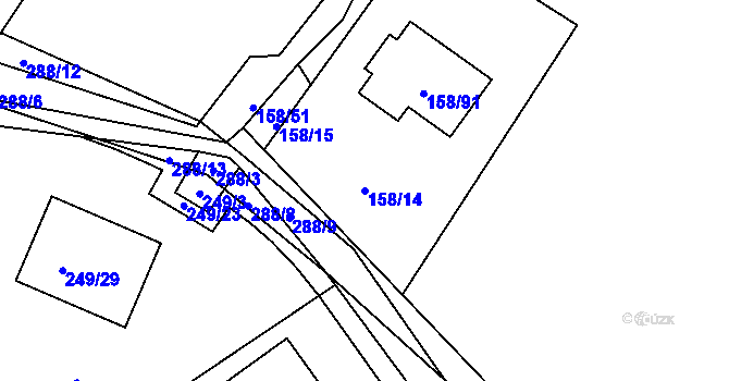 Parcela st. 158/14 v KÚ Dubičné, Katastrální mapa