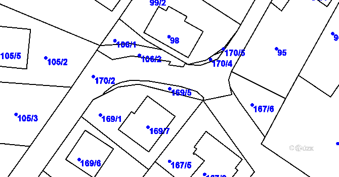 Parcela st. 169/5 v KÚ Dubičné, Katastrální mapa