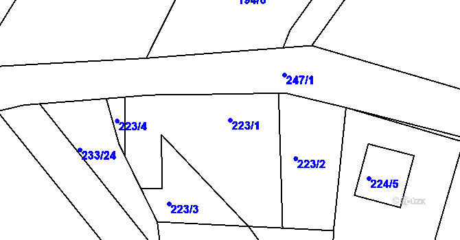 Parcela st. 223/1 v KÚ Dubičné, Katastrální mapa