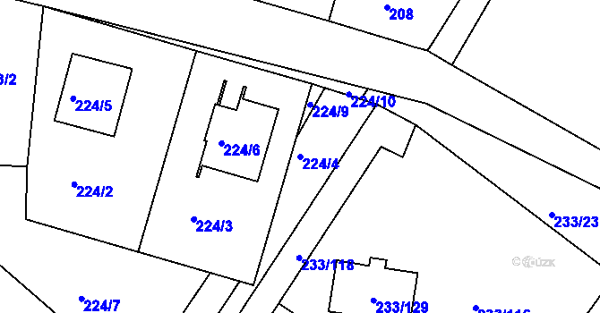 Parcela st. 224/4 v KÚ Dubičné, Katastrální mapa