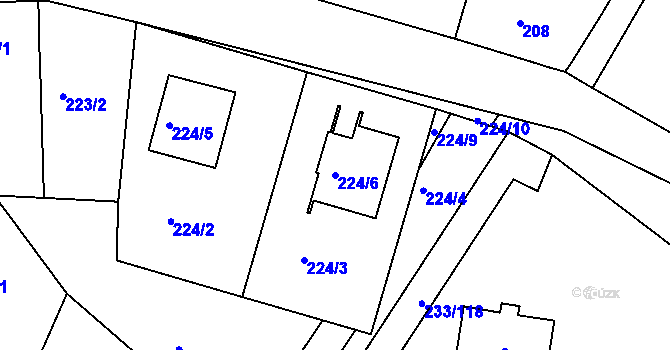 Parcela st. 224/6 v KÚ Dubičné, Katastrální mapa