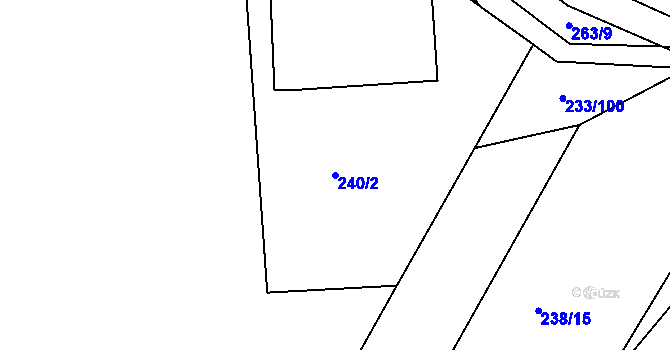 Parcela st. 240/2 v KÚ Dubičné, Katastrální mapa