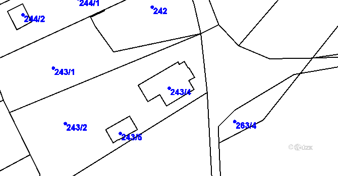 Parcela st. 243/4 v KÚ Dubičné, Katastrální mapa