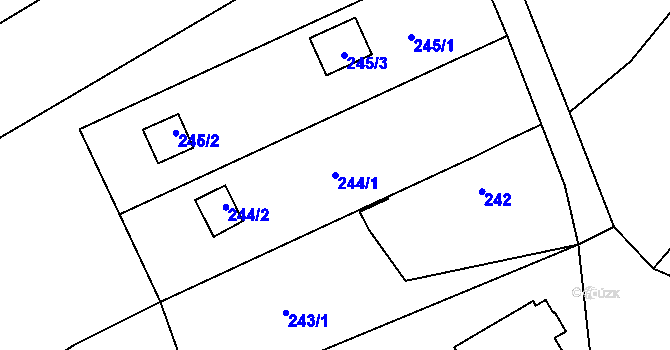 Parcela st. 244/1 v KÚ Dubičné, Katastrální mapa