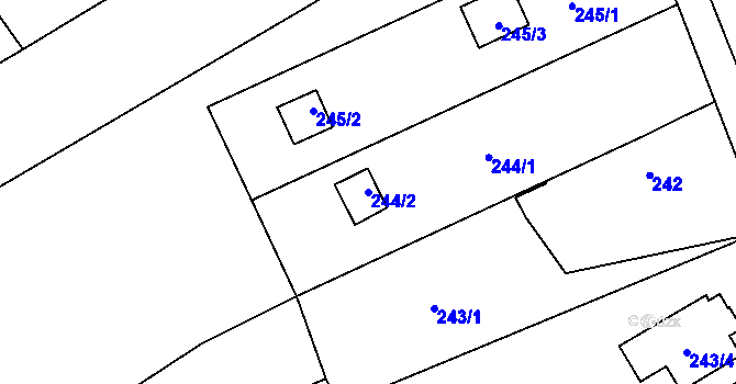 Parcela st. 244/2 v KÚ Dubičné, Katastrální mapa