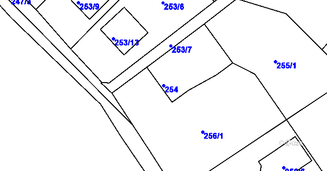 Parcela st. 254 v KÚ Dubičné, Katastrální mapa