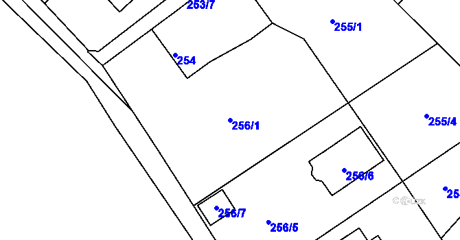 Parcela st. 256/1 v KÚ Dubičné, Katastrální mapa