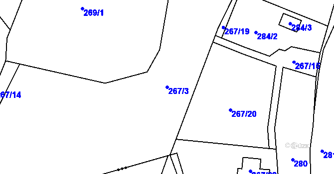 Parcela st. 267/3 v KÚ Dubičné, Katastrální mapa