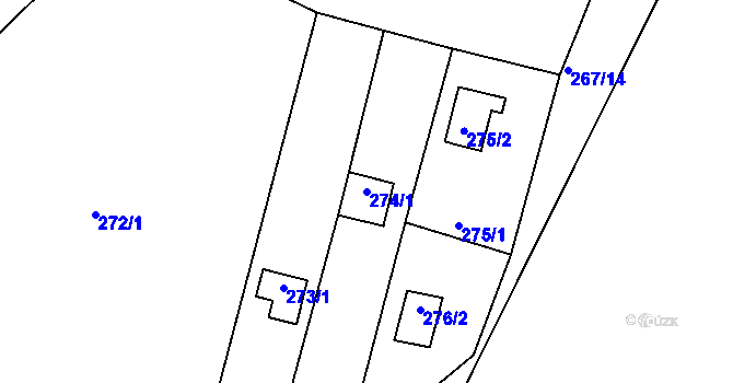 Parcela st. 274/1 v KÚ Dubičné, Katastrální mapa