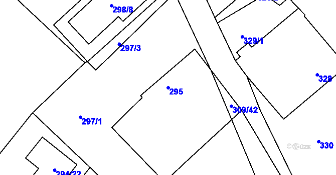 Parcela st. 295 v KÚ Dubičné, Katastrální mapa