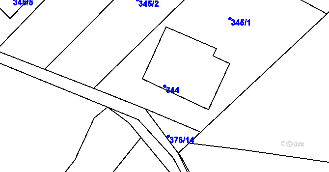 Parcela st. 344 v KÚ Dubičné, Katastrální mapa