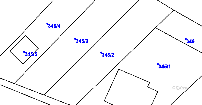 Parcela st. 345/2 v KÚ Dubičné, Katastrální mapa