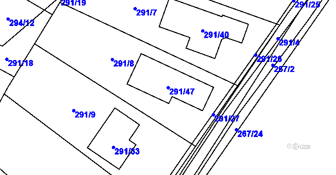 Parcela st. 291/47 v KÚ Dubičné, Katastrální mapa