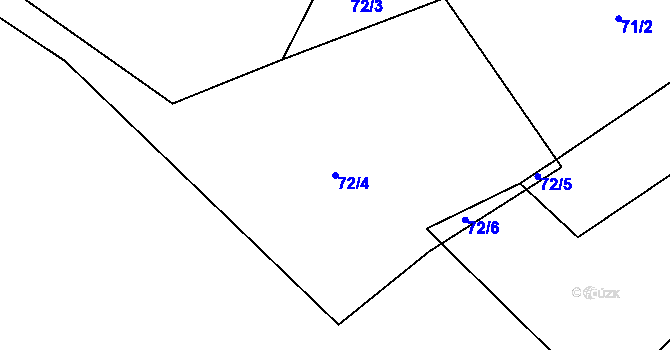 Parcela st. 72/4 v KÚ Dubičné, Katastrální mapa