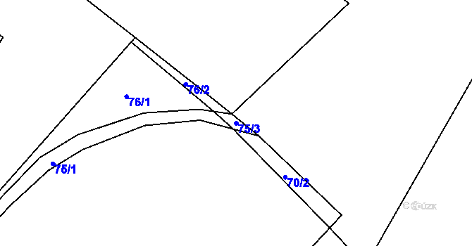 Parcela st. 75/3 v KÚ Dubičné, Katastrální mapa