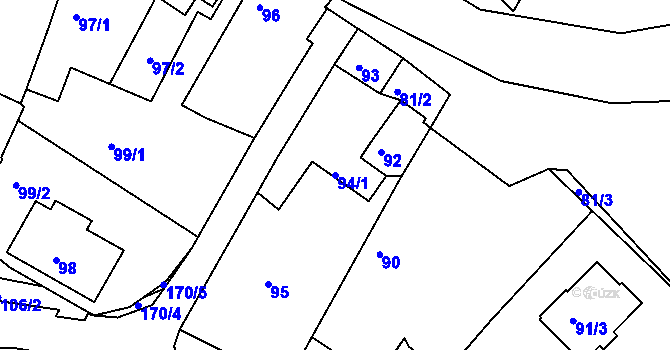 Parcela st. 94/1 v KÚ Dubičné, Katastrální mapa