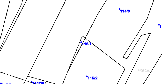 Parcela st. 116/1 v KÚ Dubičné, Katastrální mapa