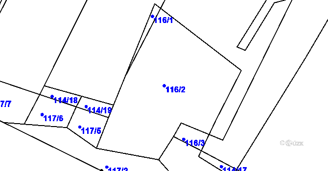 Parcela st. 116/2 v KÚ Dubičné, Katastrální mapa
