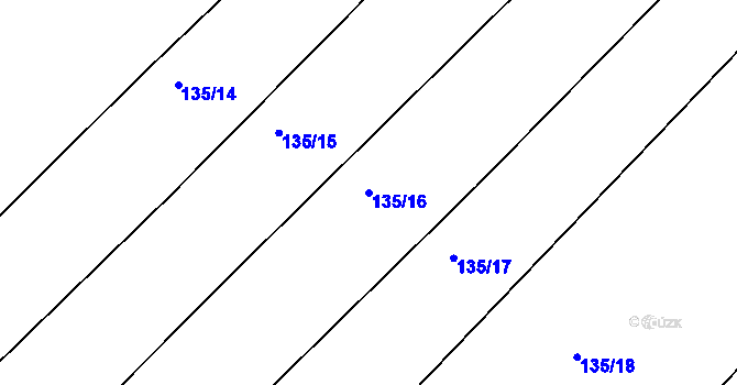 Parcela st. 135/16 v KÚ Dubičné, Katastrální mapa