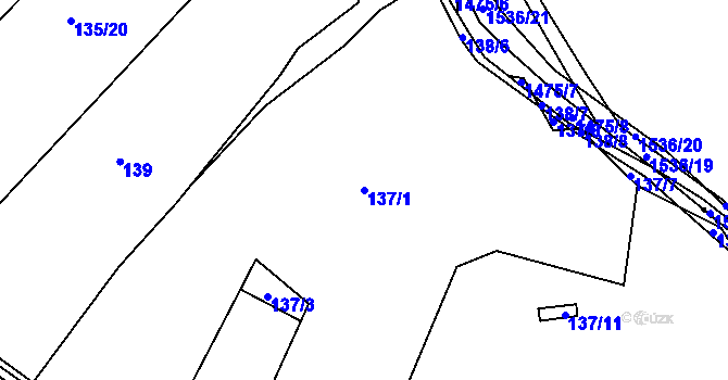 Parcela st. 137/1 v KÚ Dubičné, Katastrální mapa