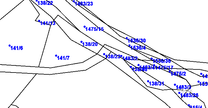 Parcela st. 138/23 v KÚ Dubičné, Katastrální mapa