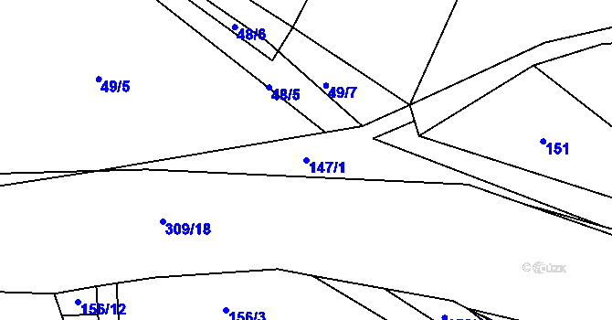 Parcela st. 147/1 v KÚ Dubičné, Katastrální mapa