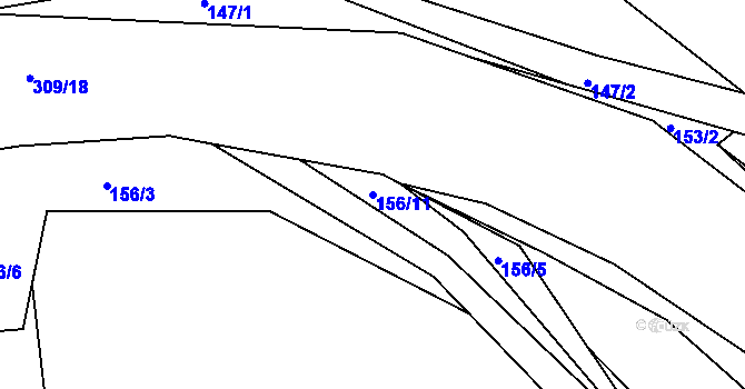 Parcela st. 156/11 v KÚ Dubičné, Katastrální mapa