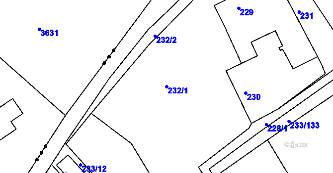 Parcela st. 232/1 v KÚ Dubičné, Katastrální mapa