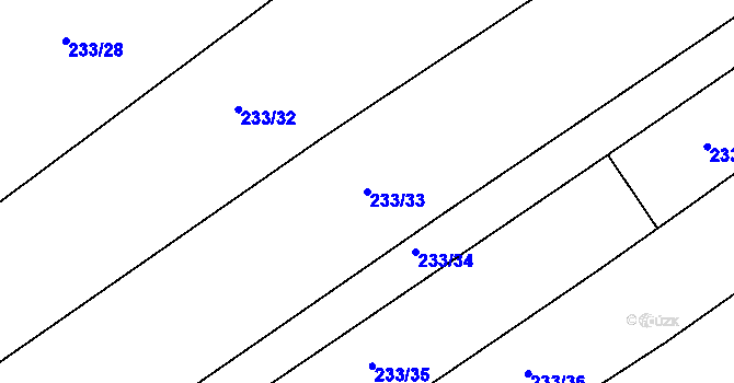 Parcela st. 233/33 v KÚ Dubičné, Katastrální mapa