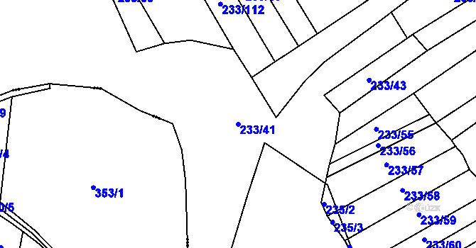 Parcela st. 233/41 v KÚ Dubičné, Katastrální mapa
