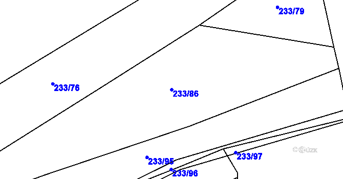 Parcela st. 233/86 v KÚ Dubičné, Katastrální mapa