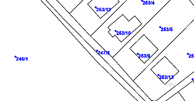 Parcela st. 247/3 v KÚ Dubičné, Katastrální mapa