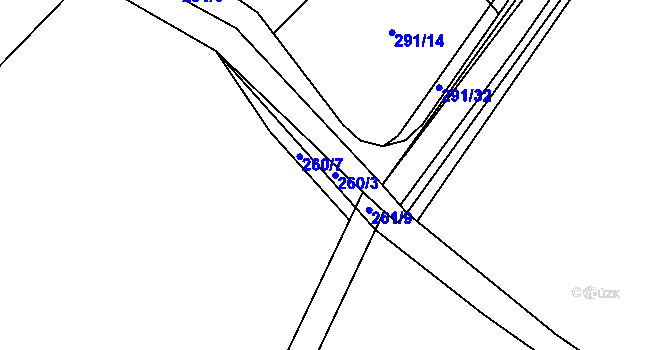 Parcela st. 260/3 v KÚ Dubičné, Katastrální mapa