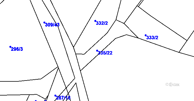 Parcela st. 335/22 v KÚ Dubičné, Katastrální mapa