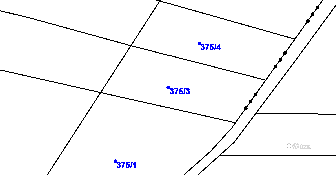 Parcela st. 375/3 v KÚ Dubičné, Katastrální mapa