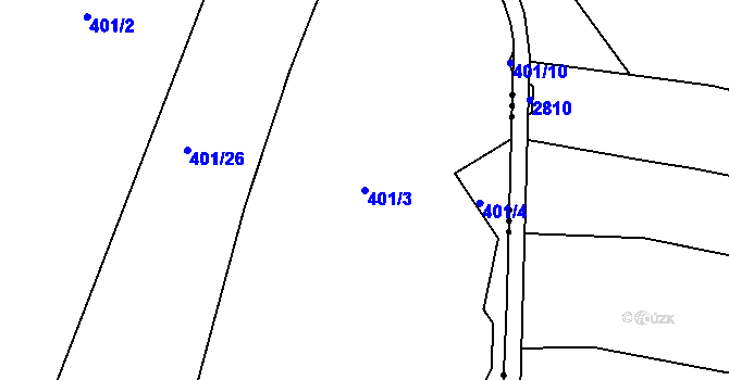 Parcela st. 401/3 v KÚ Dubičné, Katastrální mapa