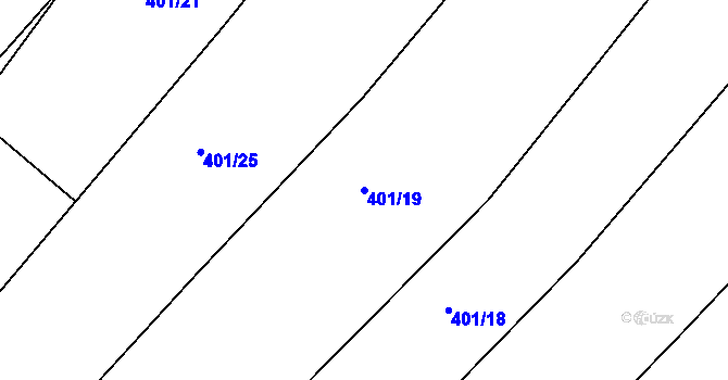 Parcela st. 401/19 v KÚ Dubičné, Katastrální mapa
