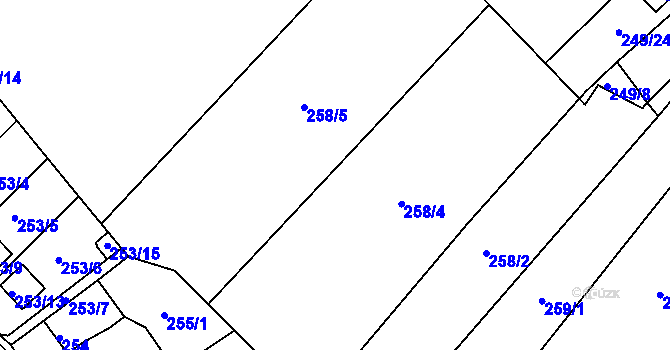 Parcela st. 258/4 v KÚ Dubičné, Katastrální mapa