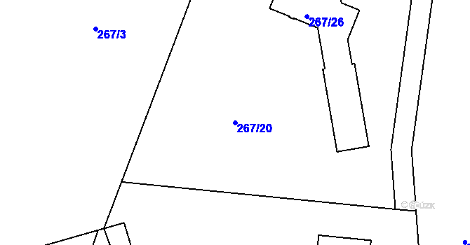 Parcela st. 267/20 v KÚ Dubičné, Katastrální mapa