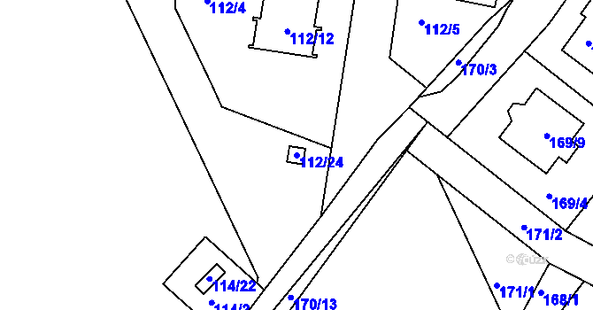 Parcela st. 112/24 v KÚ Dubičné, Katastrální mapa