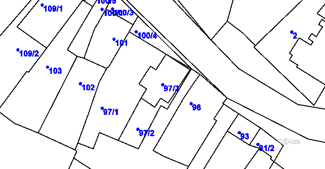 Parcela st. 97/3 v KÚ Dubičné, Katastrální mapa