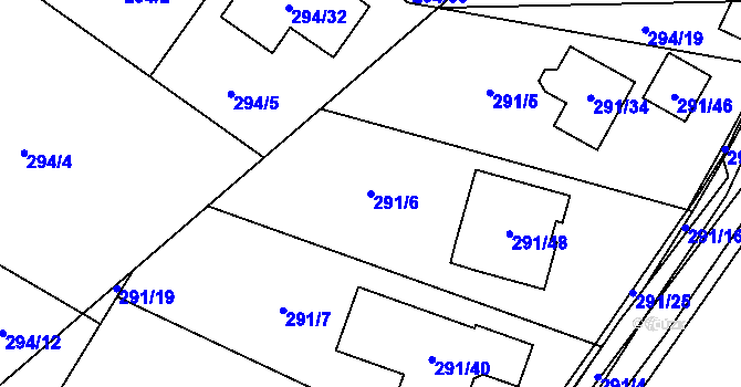 Parcela st. 291/6 v KÚ Dubičné, Katastrální mapa